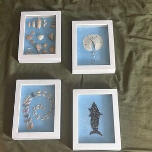 White Framed Seashell Art Set